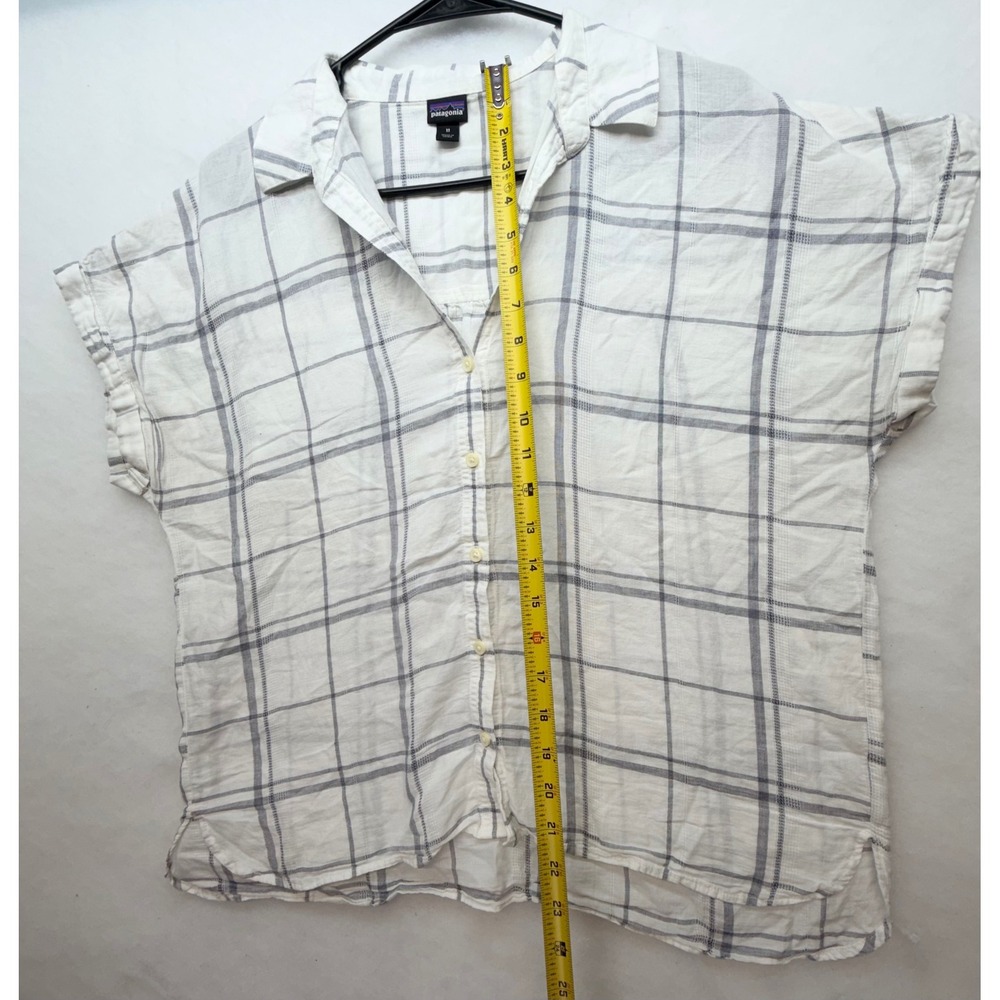 Patagonia Womens Lightweight A/C Shirt White Blue Plaid Cotton Hemp STY52960 M - Picture 4 of 9